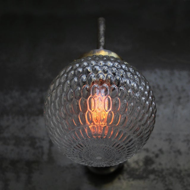 Mid-Century Brass Clear Glass Cast Iron Sconces Wall Light For Sale - Image 4 of 7