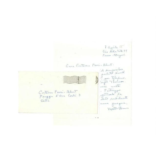 L.A.S. addressed to Countess Pecci Blunt. Fregari, April 8, 1955. 1p. 21x29 cm. With an envelope with a difficult-to-read...