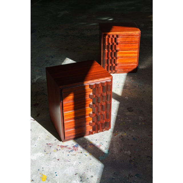 1970s Diamante Night Cabinets in Mahogany, 1970s, Set of 2 For Sale - Image 5 of 10