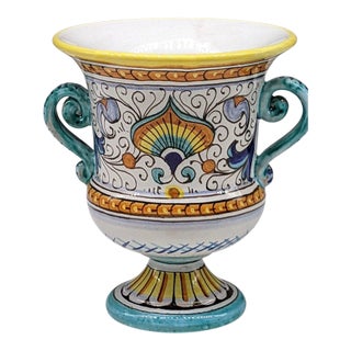 Vintage Italian Deruta Urn Vase Planter by Alvaro Binaglia For Sale