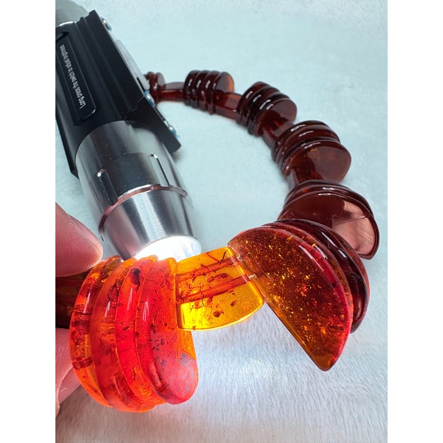 Vintage Baltic Amber Slab Necklace | 53.3g Hand‑Cut Cognac Amber | Sterling Clasp For Sale - Image 13 of 18