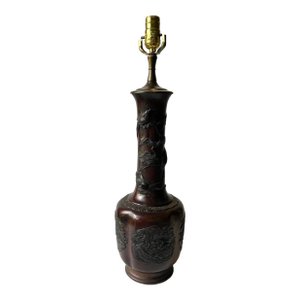 Late 19th Century Japanese Meiji Bronze Vase Lamp