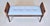 A Louis XVI style Walnut bench with slightly flared caned sides, new powder blue button tufted seat and turned, tapered...