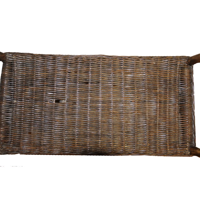 Vintage Dark Brown Wicker Stool Chairish