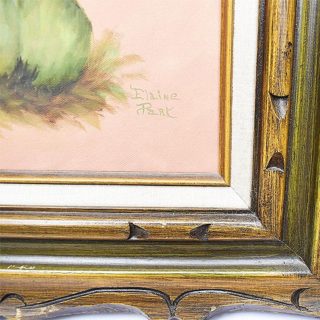 Oil on Canvas Floral Orchid Painting on Pink Background by Elaine Park For Sale - Image 4 of 7