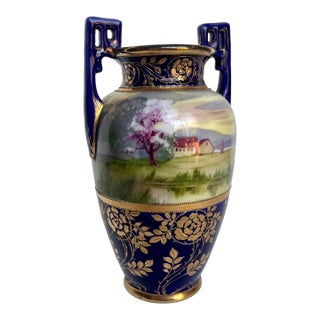 Antique Early 1900s Nippon Porcelain Hand Painted Vase For Sale