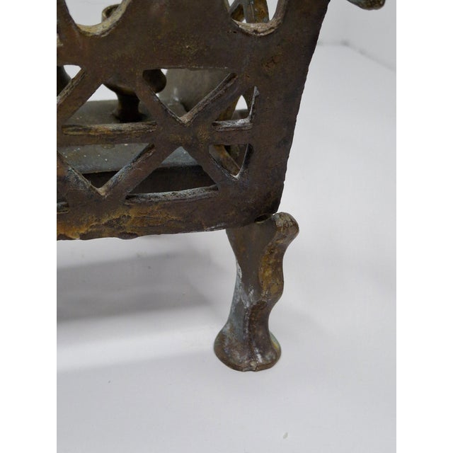 Antique 19th C. Polish Brass Bench Menorah Hanukkah Lamp Lions Birds Openwork For Sale - Image 13 of 18