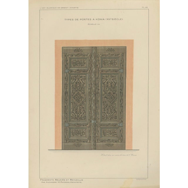 Alexandre M. Raymond, Seljuk Carved Wooden Door from Konya, 1924, Paper For Sale