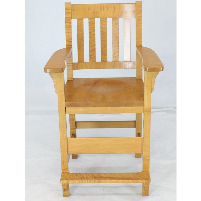 Solid Brid’s-Eye Maple High Pool Chairs Bar Stools For Sale - Image 10 of 14