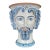 Large Italian Sicilian Moor's Head Ceramic Planter, Blue & White Majolica Style For Sale