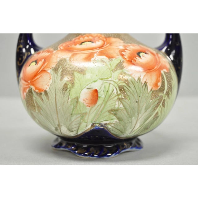 Antique Royal Nippon Hand Painted Nishiki Cobalt Blue Floral Vase With Stopper For Sale In Philadelphia - Image 6 of 17