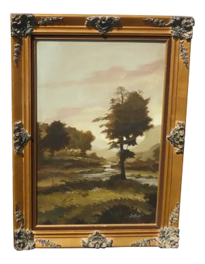 Vintage 'Long Past Reason' Oil on Canvas Painting Signed on Back Dale TerBush