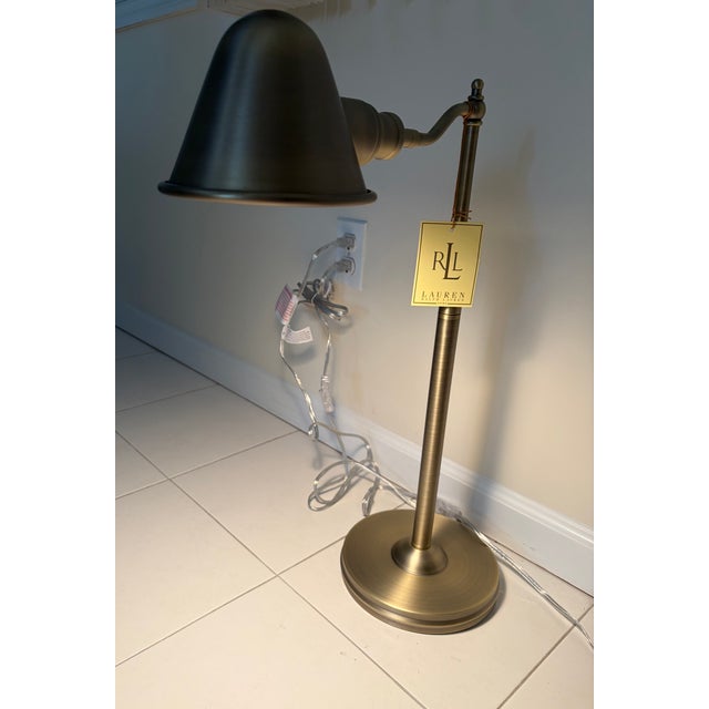 Gold Ralph Lauren Adjustable Antique Brass Table Lamps - A Pair For Sale - Image 8 of 9