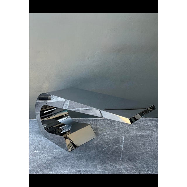 Vintage Italian Polished Chrome Giancarlo Pretazzoli Onda-C Desk For Sale In West Palm - Image 6 of 12