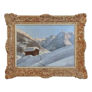 Clément Castelli, Snowy Landscape, 1890s, Oil Painting on Canvas, Framed For Sale