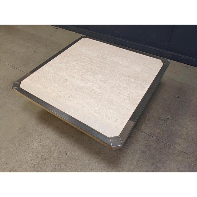 Vintage 23kt Gold and Travertine Coffee Table from Belgochrom, 1970s For Sale - Image 9 of 12