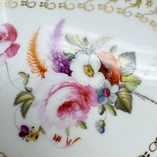 Ceramic Antique Victorian Peach & Gold Porcelain Serving Dish For Sale - Image 7 of 8
