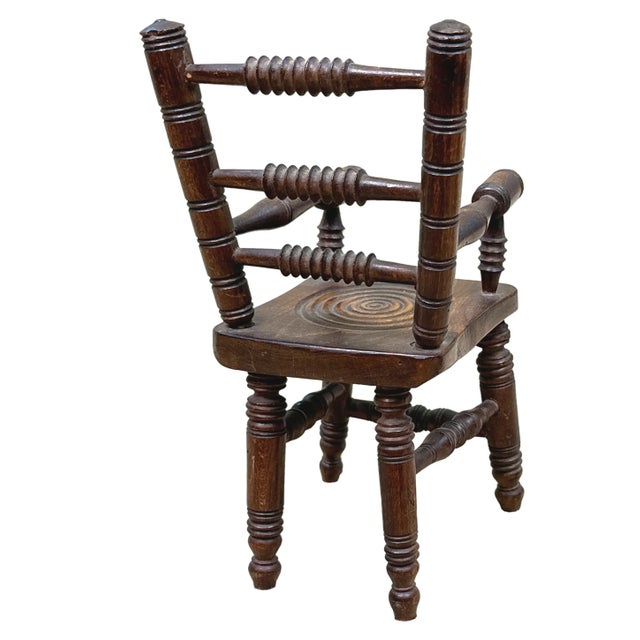 19th Century Miniature Oak Kitchen Windsor Chair, 1880s For Sale - Image 9 of 10