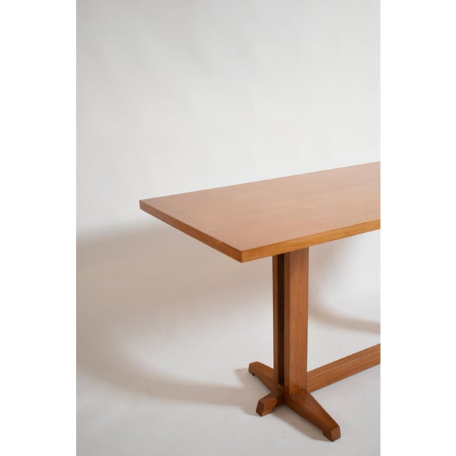 Light wood console table, 1970s. Height: 75 cm - 29.53 in Length: 160 cm - 62.99 in Width: 67 cm - 26.38 in