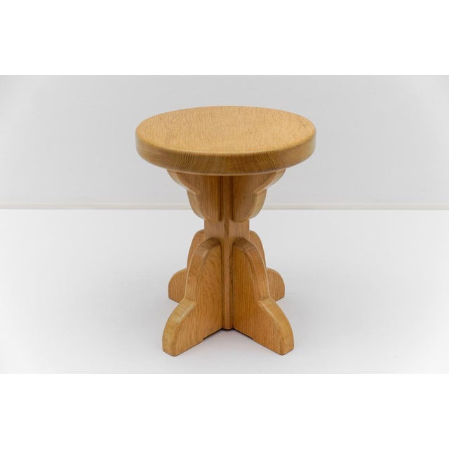Mid-Century Modern Mid-Century Modern French Handmade Beech Stool, 1960s For Sale - Image 3 of 13