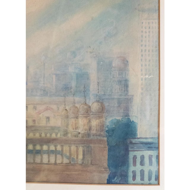 1930's Architectural Watercolor Study Painting of New York City For Sale - Image 10 of 12