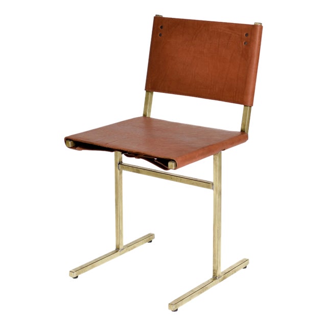 Classic Brown and Brass Memento Chair by Jesse Sanderson For Sale