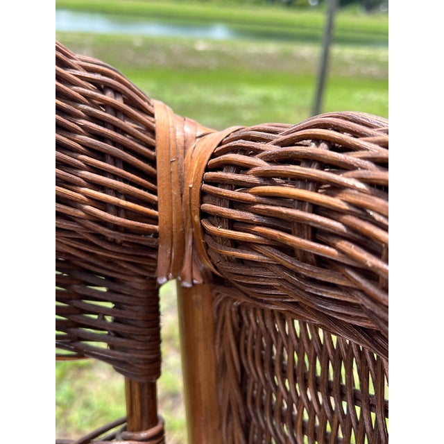Vintage Mid-Century Bielecky Brothers, Rattan, and Wicker Wingback Lounge Chair For Sale - Image 10 of 15