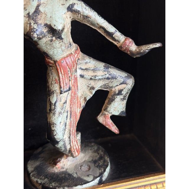 Pair of Vintage Bronze Thai Prince Statues Figurines in Shadow Box For Sale - Image 4 of 10