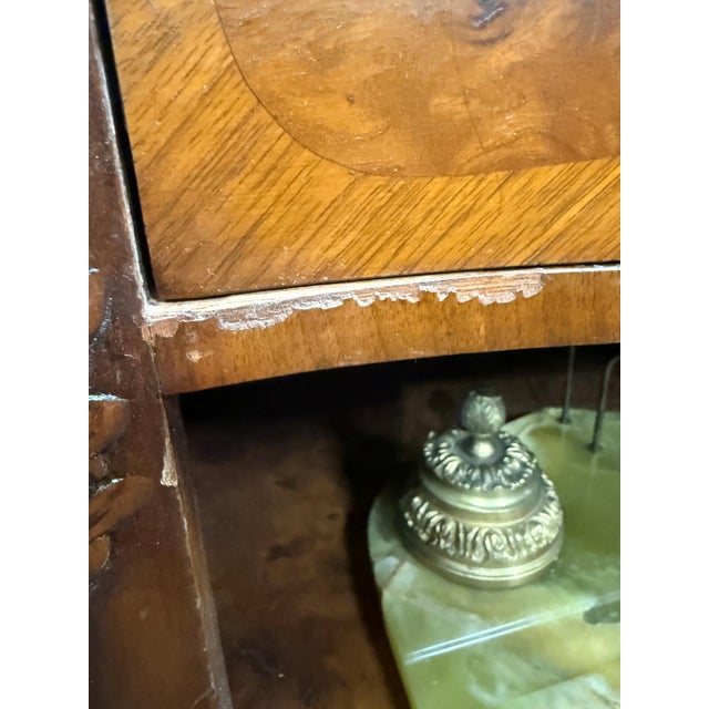 Antique French Provincial Walnut Two‑Drawer Nightstand With Marble Top For Sale - Image 9 of 12