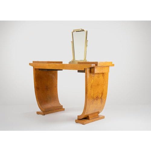 Jules Leleu Art Deco Console in Mahogany and Amboyna by Jules Leleu, France, 1923 For Sale - Image 4 of 12