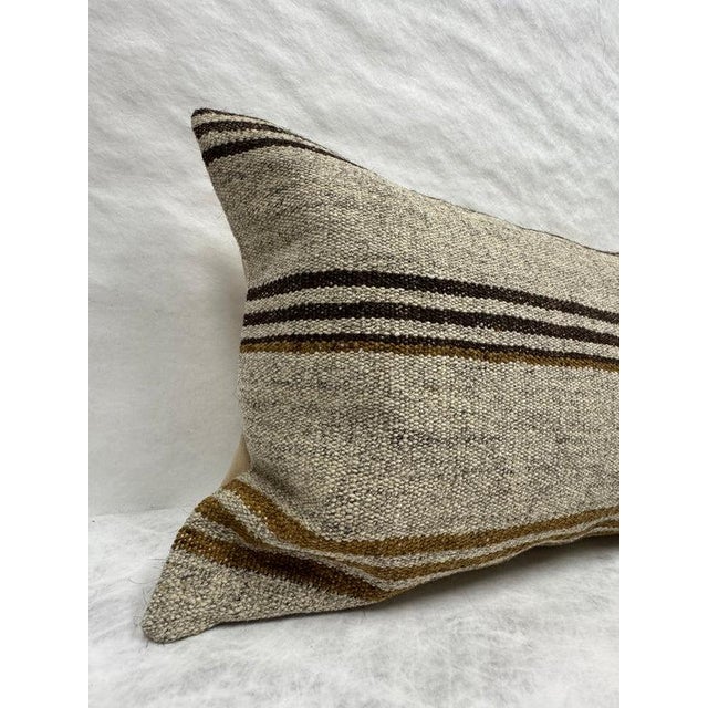 Turkish Hemp Pillow Cushion Natural Beige Brown Pillow Cushion Cover 16" x 24" For Sale - Image 4 of 4