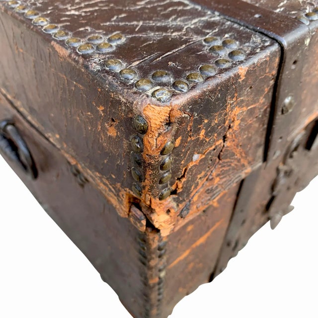17th Century 17th Century Italian Leather Lock Box For Sale - Image 5 of 12