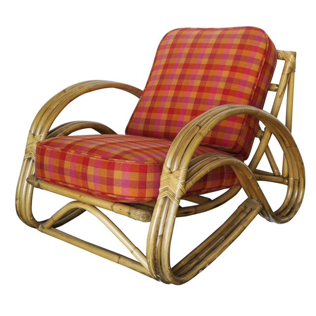 Wood Mid 20th Century Restored Three-Strand "S-Arm" Sofa & Lounge Chair Rattan Living Room Set For Sale - Image 7 of 10