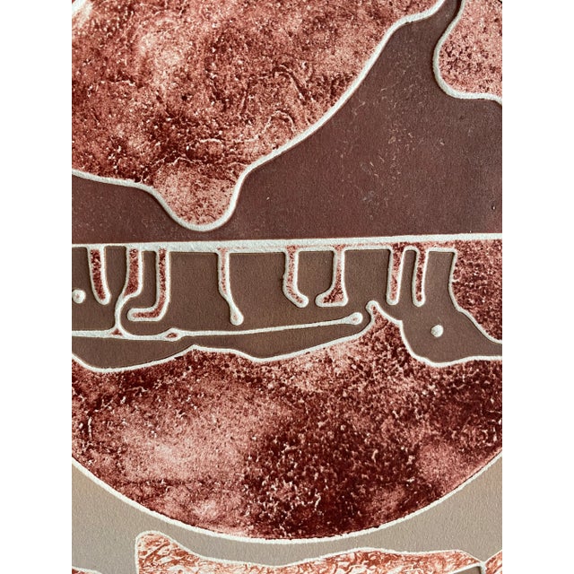 "Moon Bridge" mixed media print by Minnesota artist David Kroos (born 1946). Marked as a monoprint, meaning there is only...