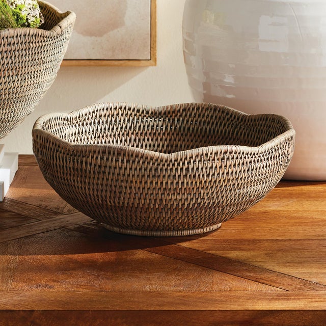 Early 21st Century Burma Rattan Scalloped Edge Bowl For Sale - Image 5 of 5