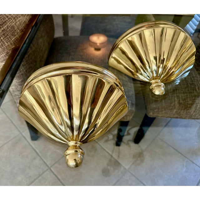 Set 4 Brass Scallop Shell Uplight Wall Sconces For Sale - Image 12 of 17