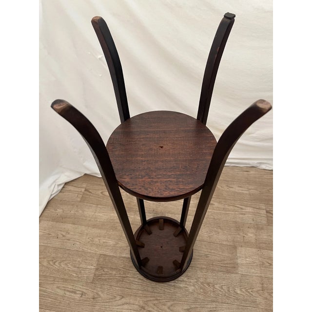 Vintage Plant Stand Round Tall Table With Shelf Chippendale Style Solid Mahogany For Sale - Image 11 of 11