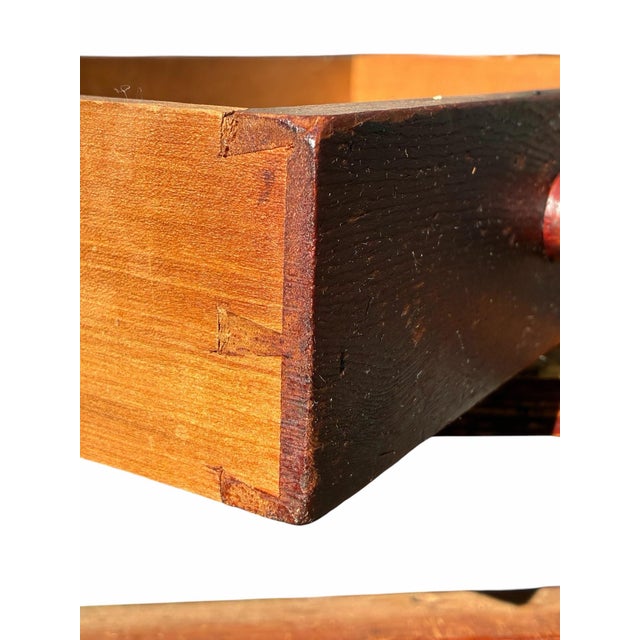 Early 19th Century Antique Country Primitive Cherry & Pine Farmhouse Work Table / Server 31” Wide For Sale - Image 5 of 10