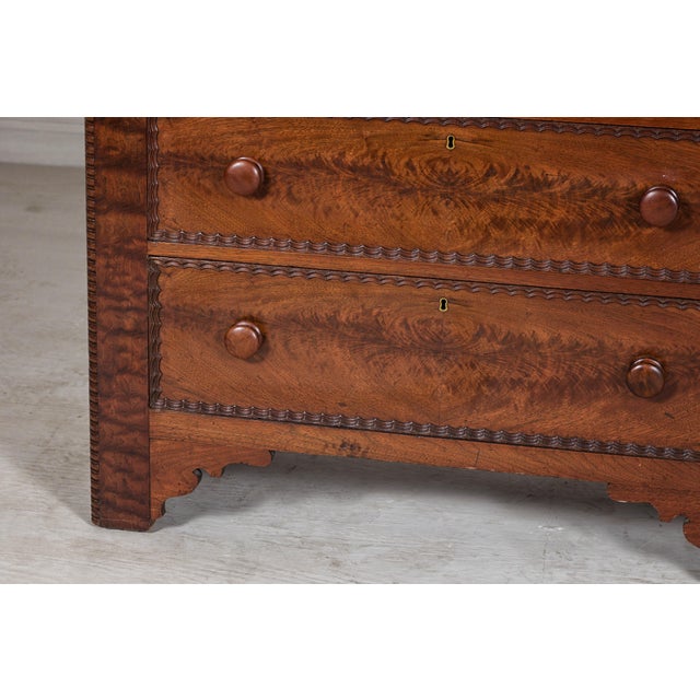 Late 19th Century Flaming Walnut Dresser with Tilting Mirror and Marble Inset For Sale - Image 12 of 12