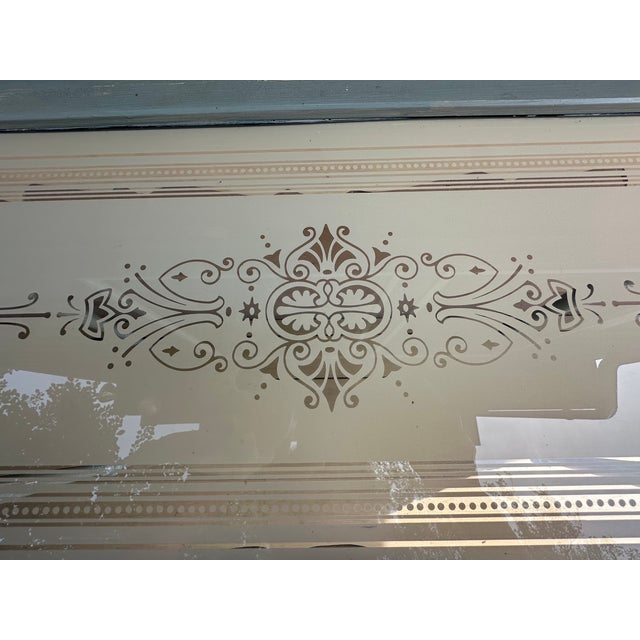 Wood Vintage Etched Glass Carved Wood Console Table For Sale - Image 7 of 16