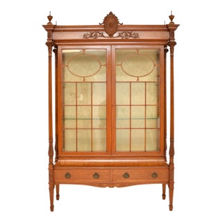 Victorian Satinwood Display Cabinet, 1880s For Sale