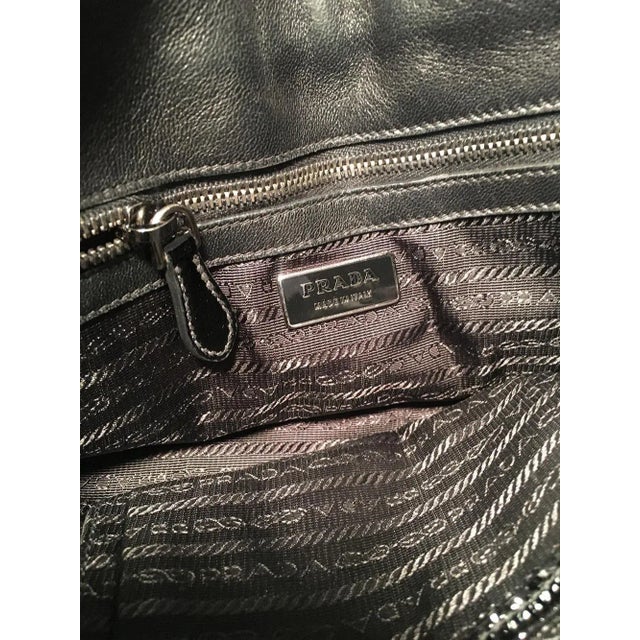 Black Prada Black Patent Leather Gaufre Ruched Handbag Tote For Sale - Image 8 of 8