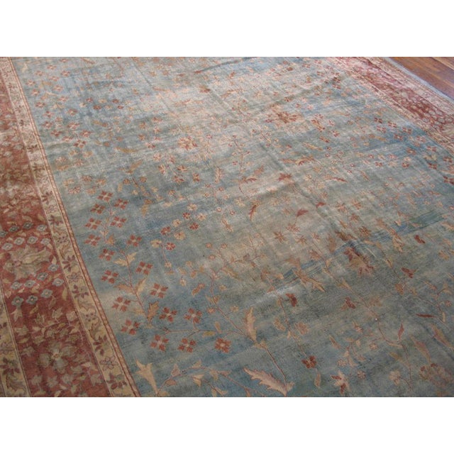 Indian Superb Ligth Blue Background Allover-Floral Pattern Antique Indian Agra Lahore Rug For Sale - Image 3 of 5