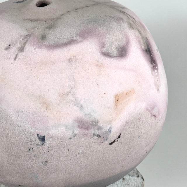 Vintage Large Modernist Anagama Fired Pink Seed Pot-Style Vessel by Jeffrey Zigulis (American, B. 1954), Signed (1983) For Sale - Image 9 of 10