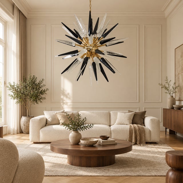 Sputnik Light with 51 Black and Transparent Murano Tips from Justfurnituress SRL For Sale - Image 9 of 10
