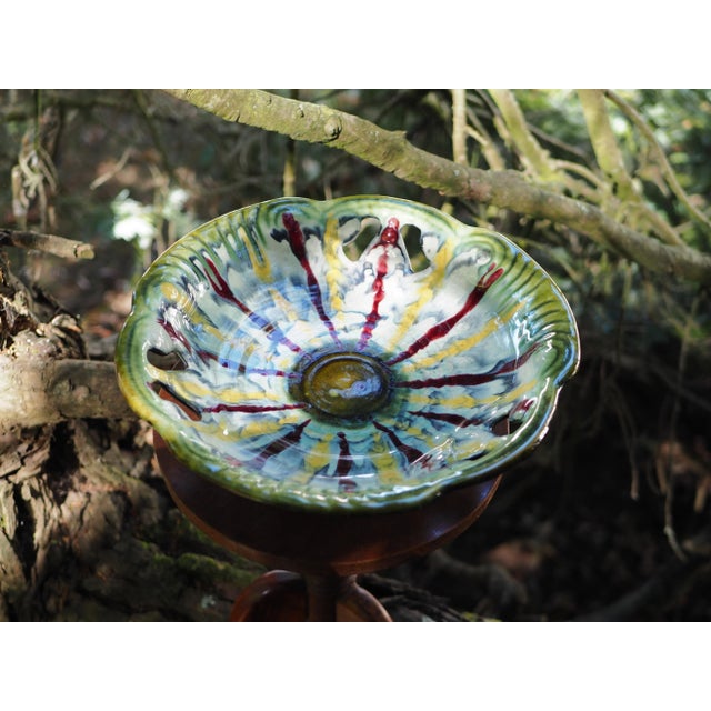 1970s 1970s West Germany Openwork Fruit Bowl With Yellow and Red Drips For Sale - Image 5 of 11
