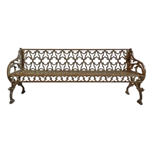 Vintage Cast Iron Moorish Garden Bench For Sale