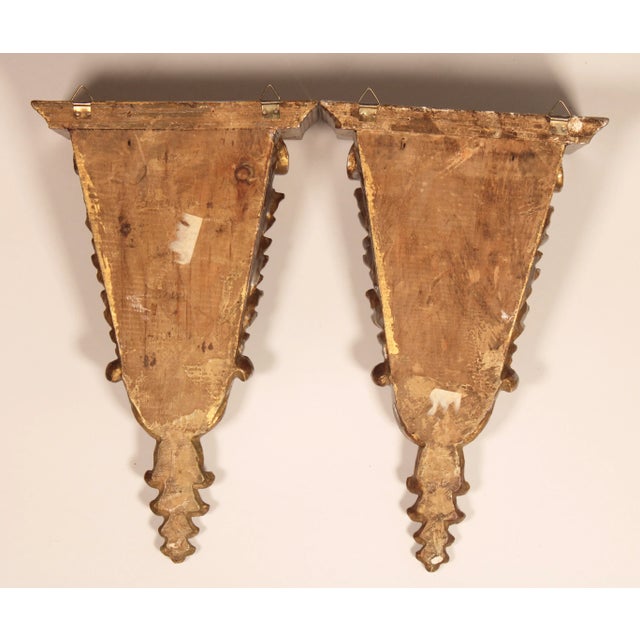 Vintage Italian Silver Gilt Acanthus Leaf Wooden Wall Shelves For Sale - Image 10 of 13