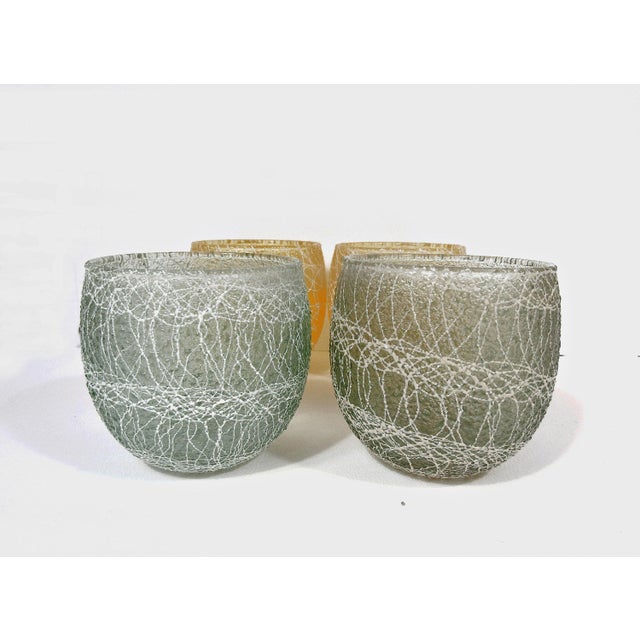Vintage Mid-Century Modern Spaghetti String Roly Poly Glasses - Set of 4 For Sale - Image 4 of 9