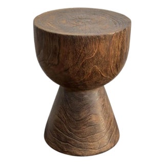 Sculptural Teak Wood Side Table, With Stunning Wood Textures, Modern Organic For Sale